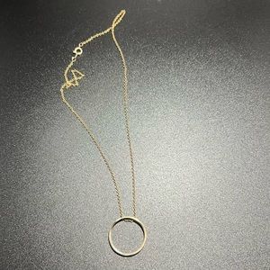 Vintage Gold Plated Circle Necklace Gold Open Circle Pendant Plated 925 Chain